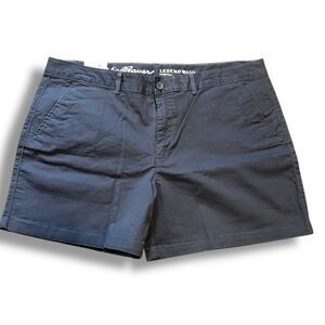NWT Eddie Bauer Slightly Curvy Legend Stretch Chino Shorts Navy Casual Size 18